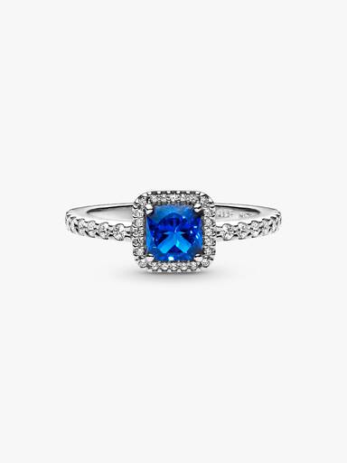 Anillo Cuadrado Azul Con Halo 50 Piedras mezcladas