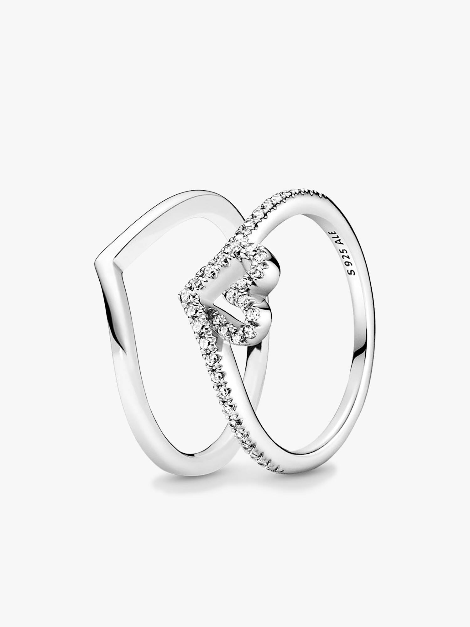 Set de Anillos Wishbone Corazón Brillante