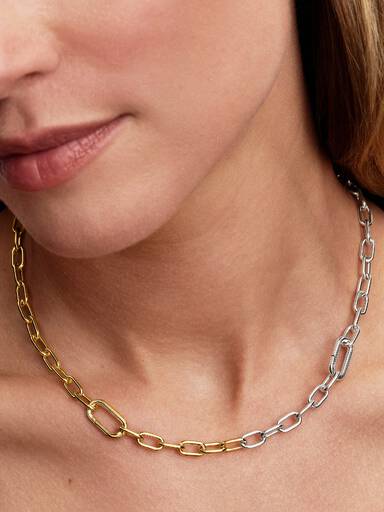Collar de cadena de eslabones de dos tonos