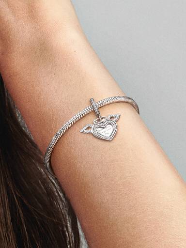 Charm Colgante Corazón Y Alas De Ángel