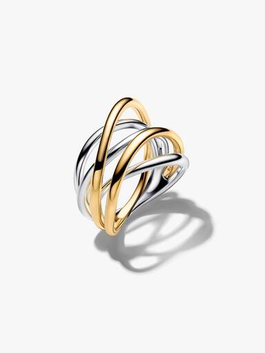 Anillo de Alianzas Entrelazadas en Dos Tonos