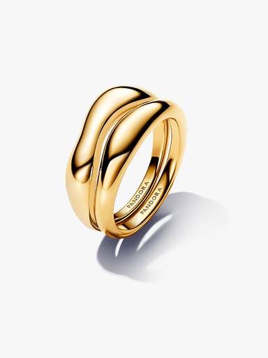 Anillos Combinables Forma Orgánica Oro