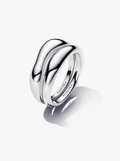 Anillos Combinables Forma Orgánica Plata