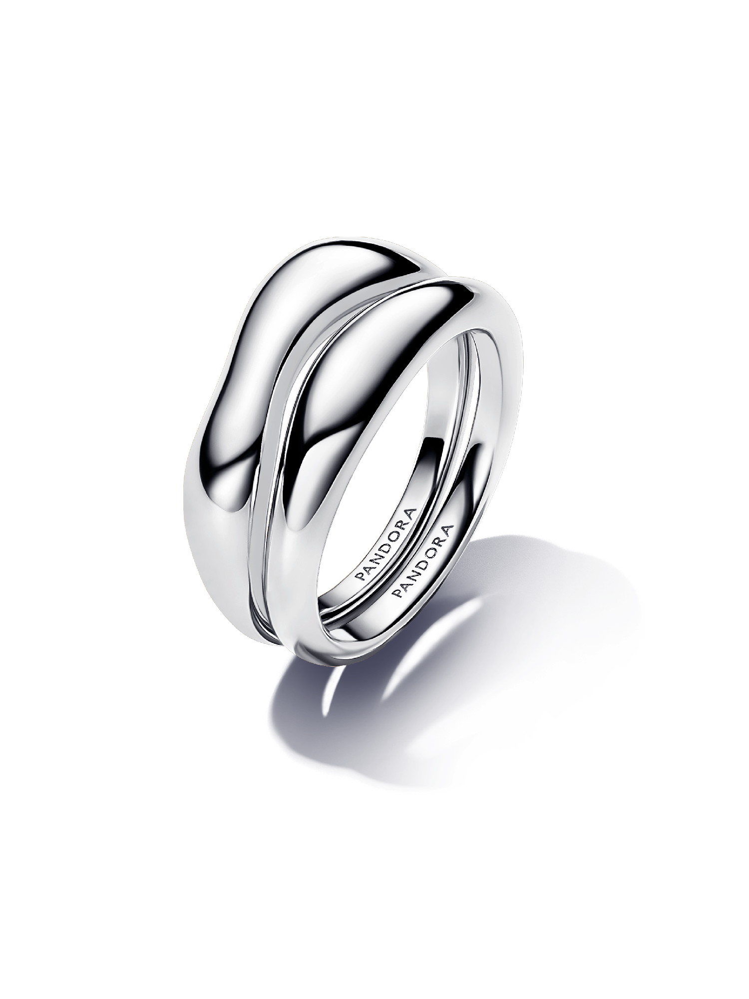Anillos Combinables Forma Orgánica Plata