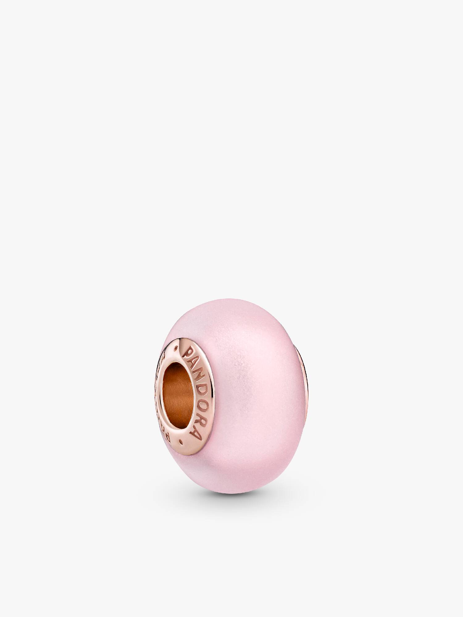 Charm De Cristal Murano Rosa Mate Bañado en Oro Rosa de 14k
