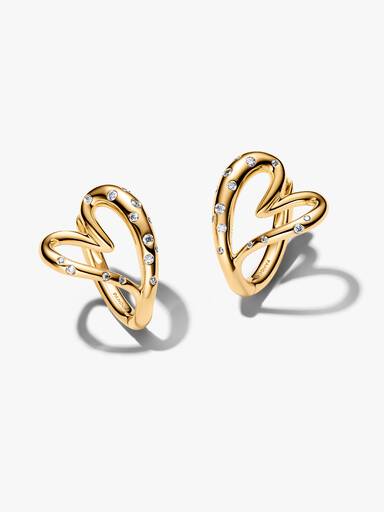 Aros de aro de corazón con piedras de forma orgánica