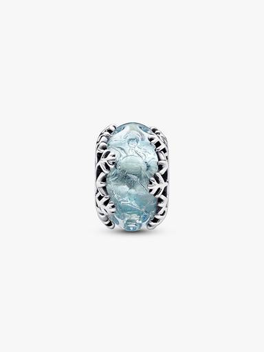 Charm de cristal Murano Copo de nieve Azul invierno Pandora Plata Esterlina