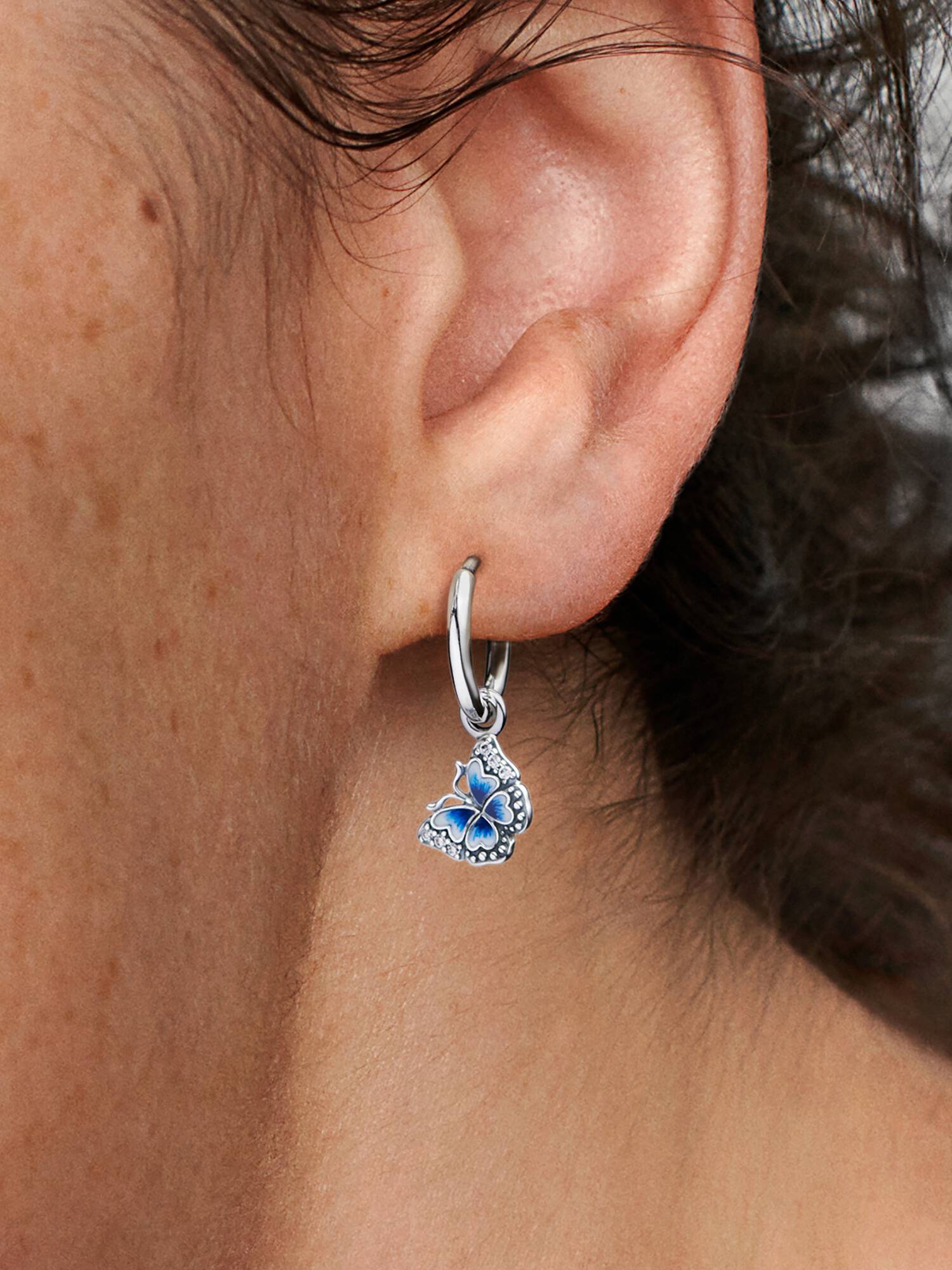 Aros tipo argolla Mariposa Azul Talla única