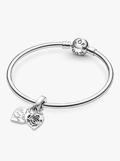 Charm Colgante Candado Del Corazón Con Rosa