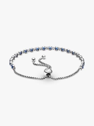 Brazalete Deslizante Brillo Cristal Azul Y Transparente 23 cm