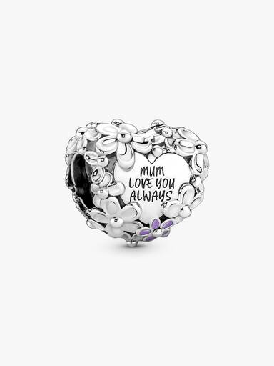 Charm Corazón Con Margaritas Mamá