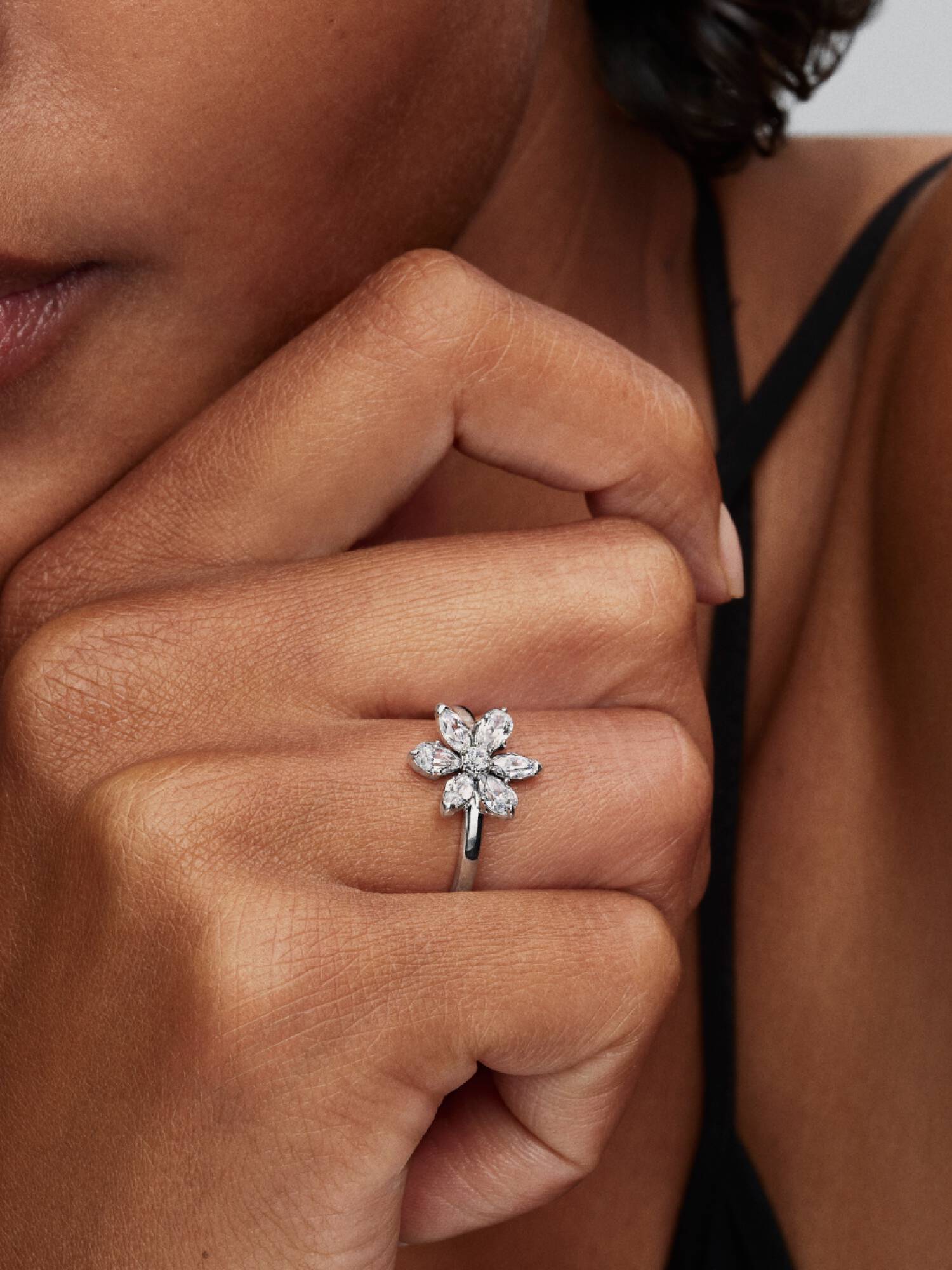Anillo flor Cóctel Herbario Brillante