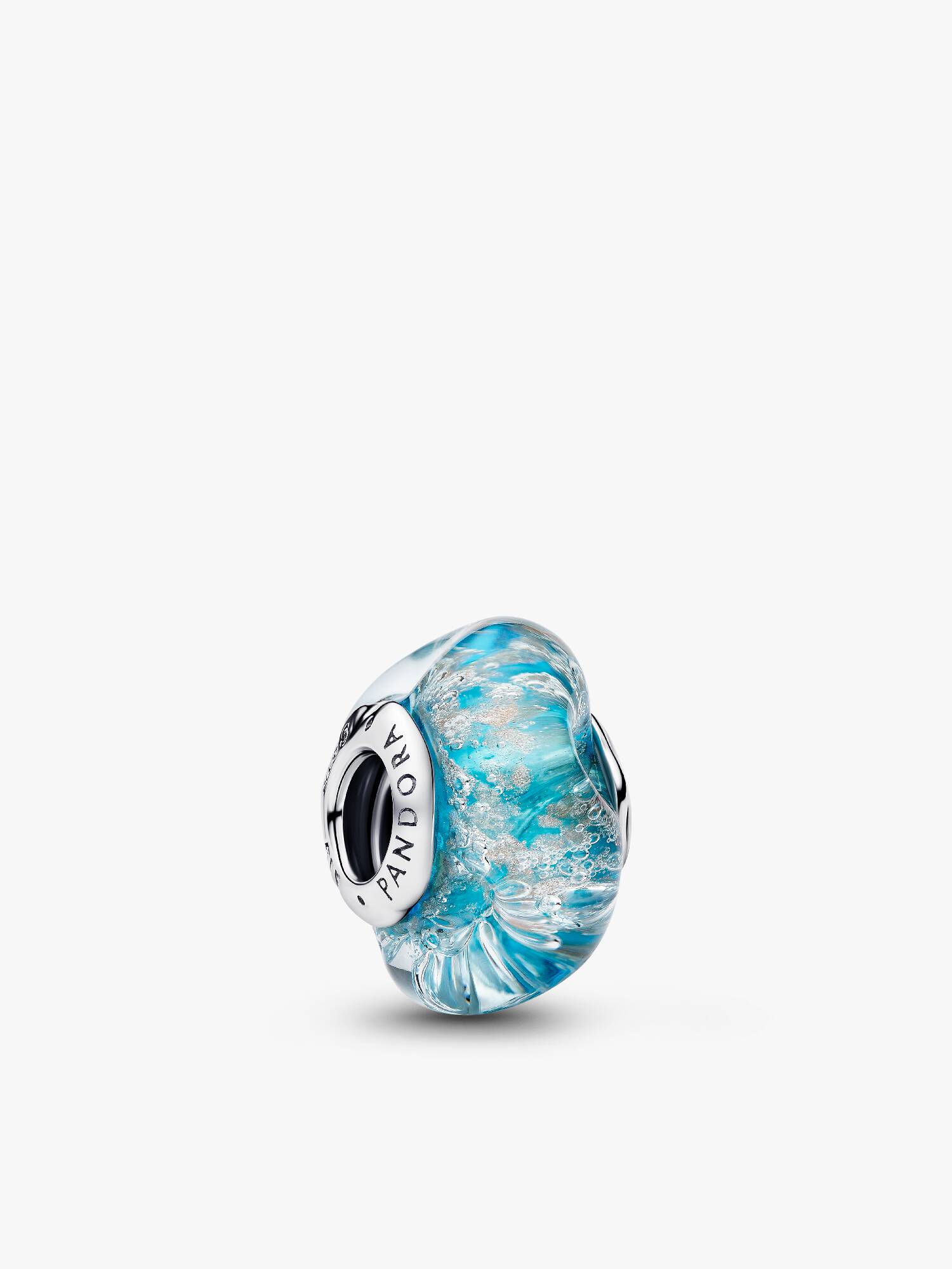Charm de cristal de Murano turquesa y brillo
