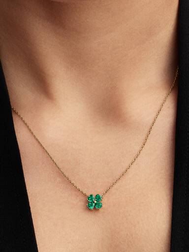 Collar con dije colgante Trébol de la suerte verde