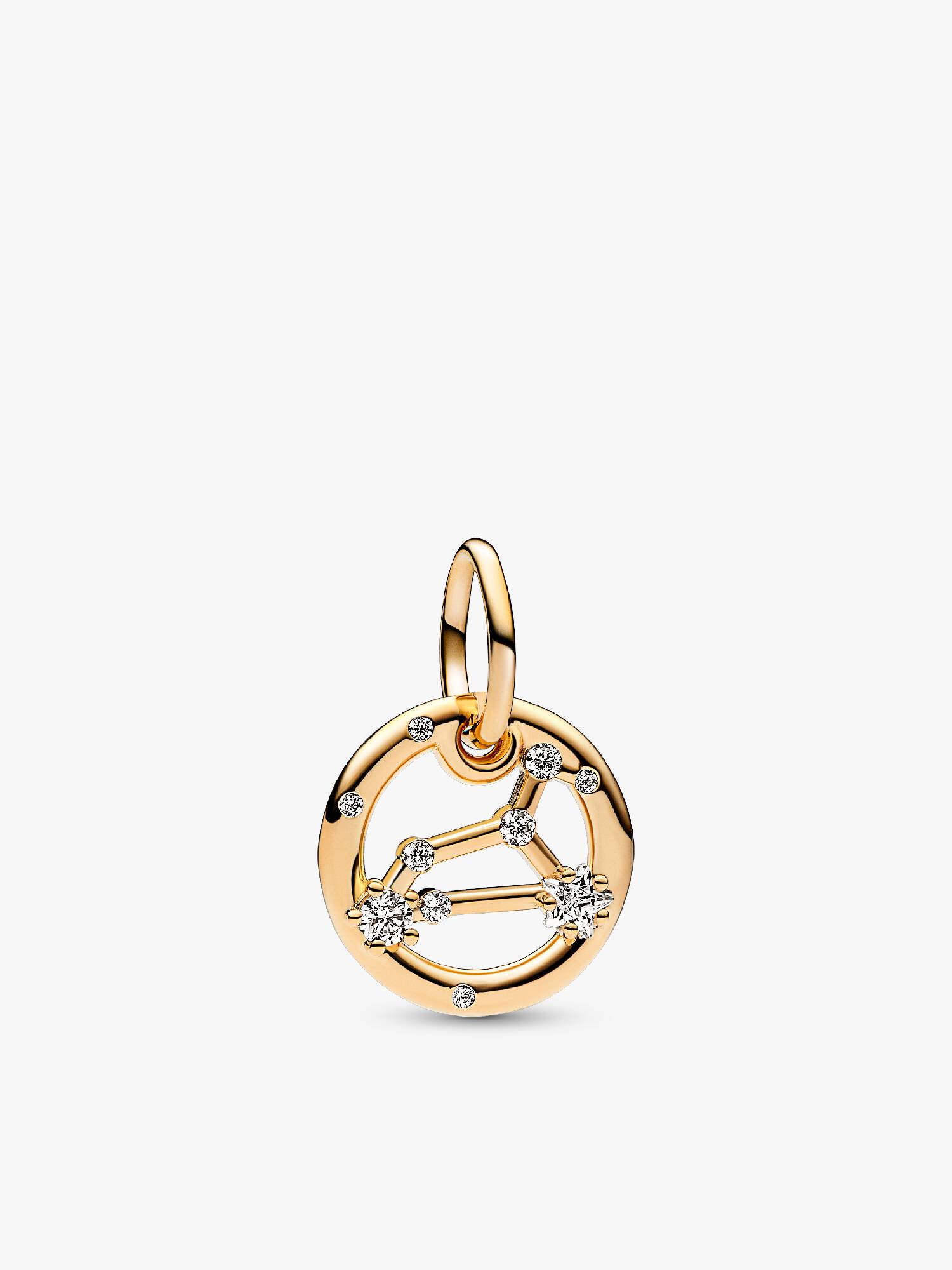 Charm Colgante del Zodiaco Leo Recubrimiento en Oro de 14k Talla única