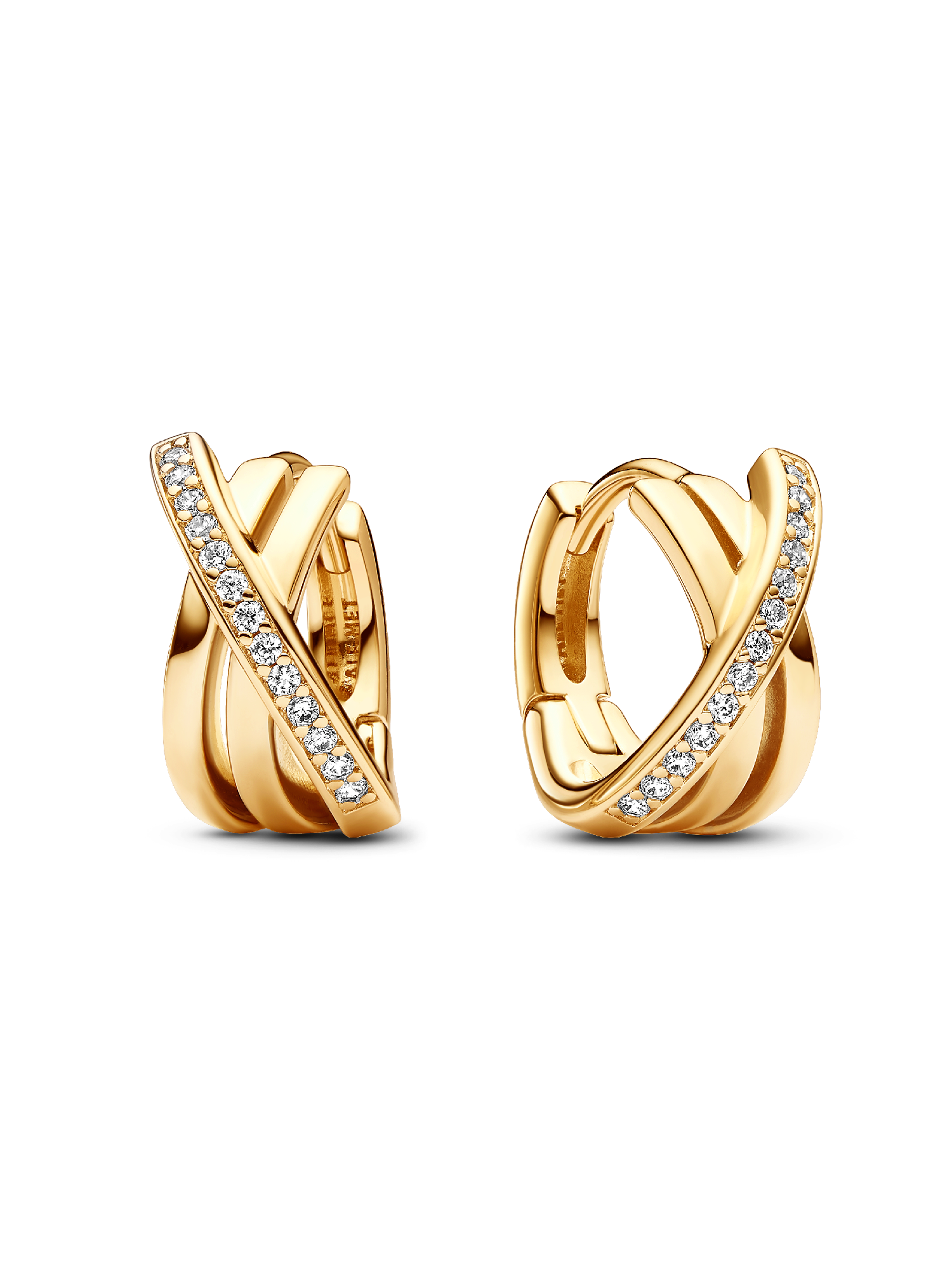 Aros tipo argolla Pavé Cruzado Bañado en Oro 14K