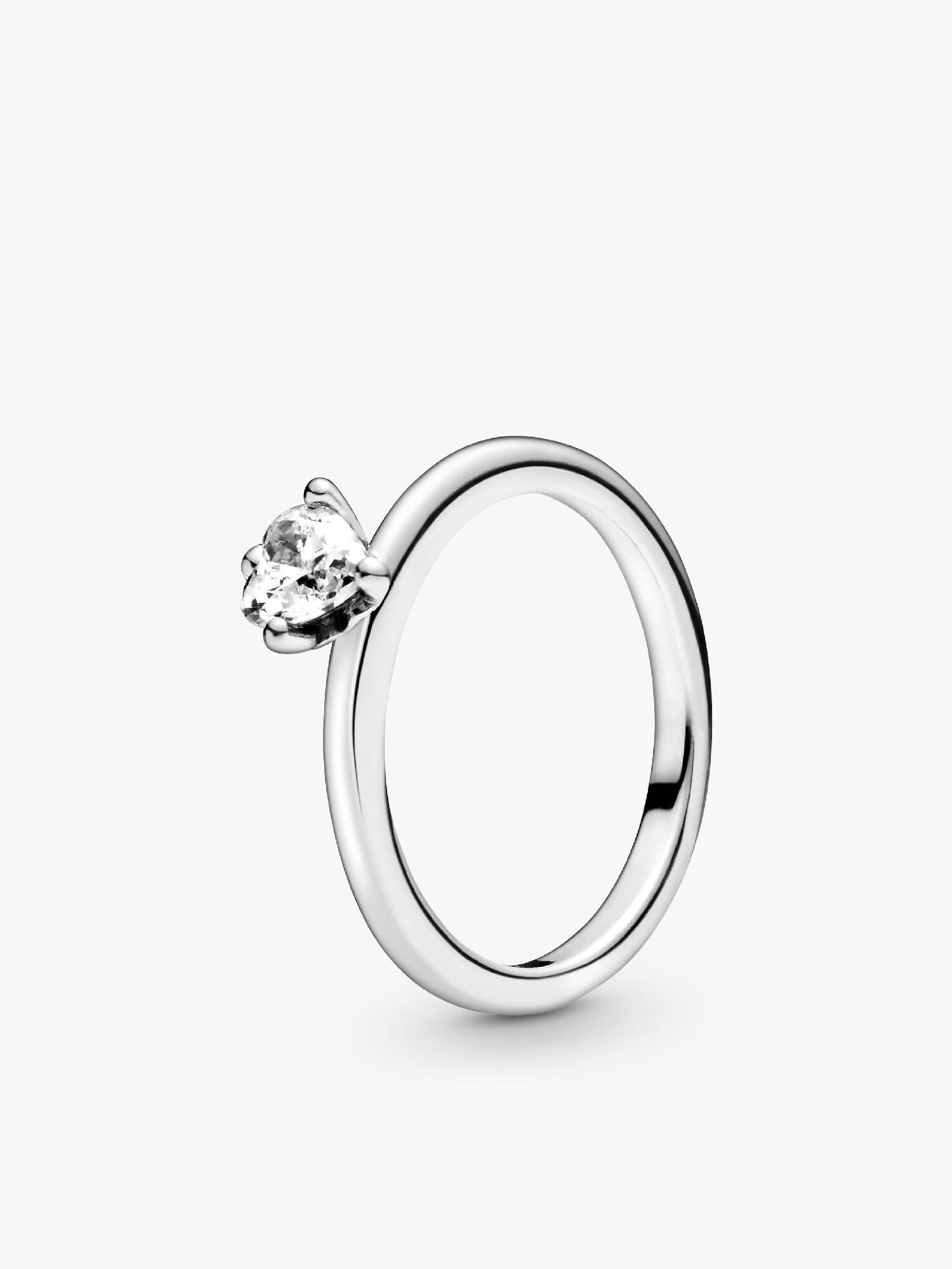 Anillo Solitario Corazón Transparente