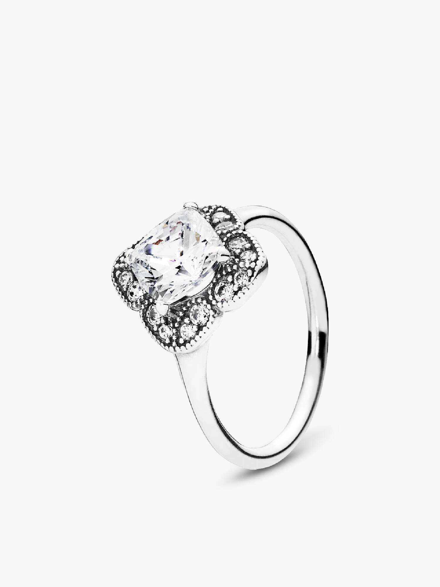 Anillo Floral de Fantasía Cristalizado, Circonita Transparente