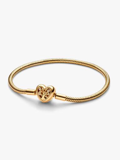Brazalete Pandora Moments Cadena de Serpiente con Cierre de Corazón Familiar 16 cm