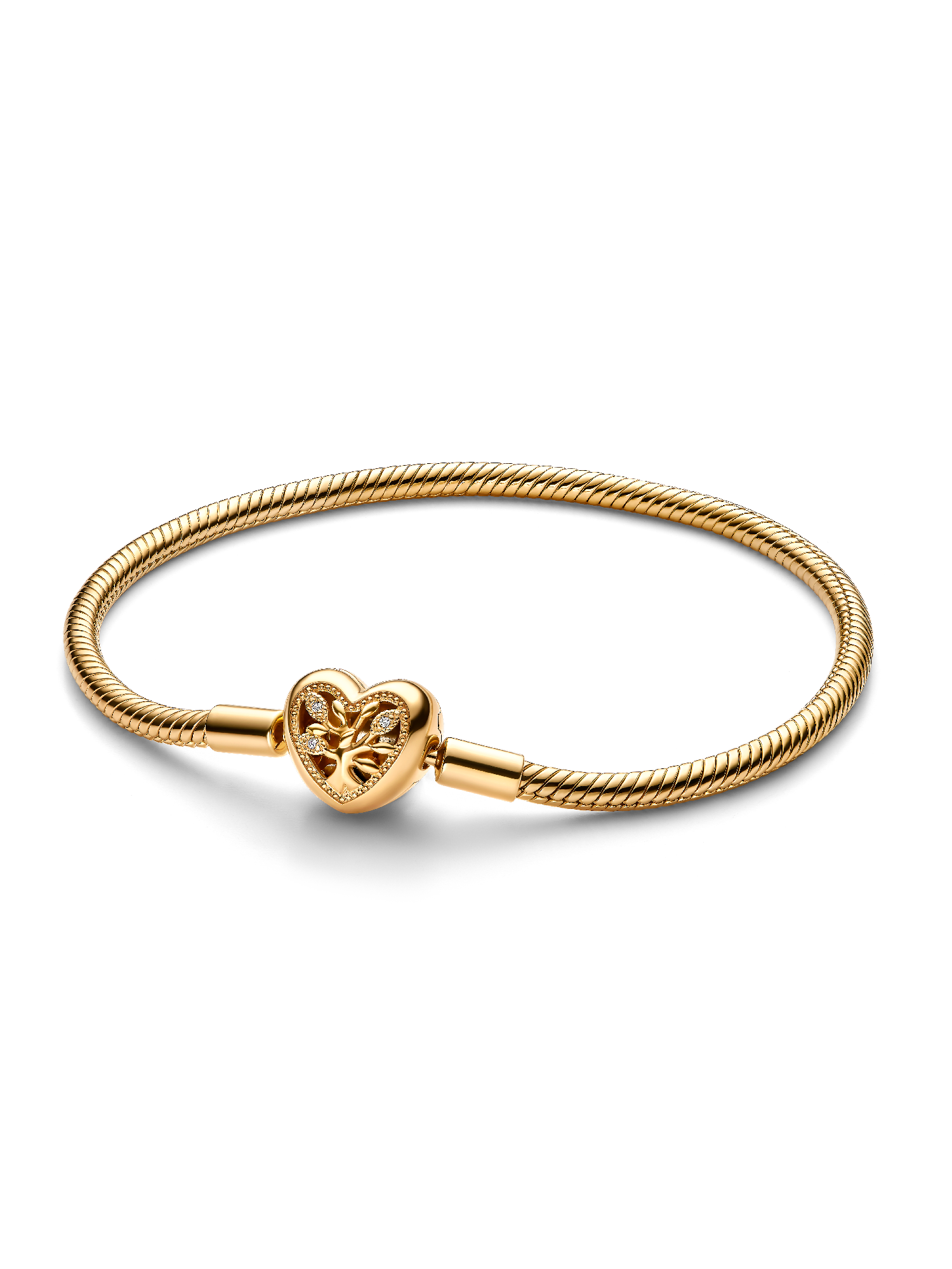 Brazalete Pandora Moments Cadena de Serpiente con Cierre de Corazón Familiar 16 cm
