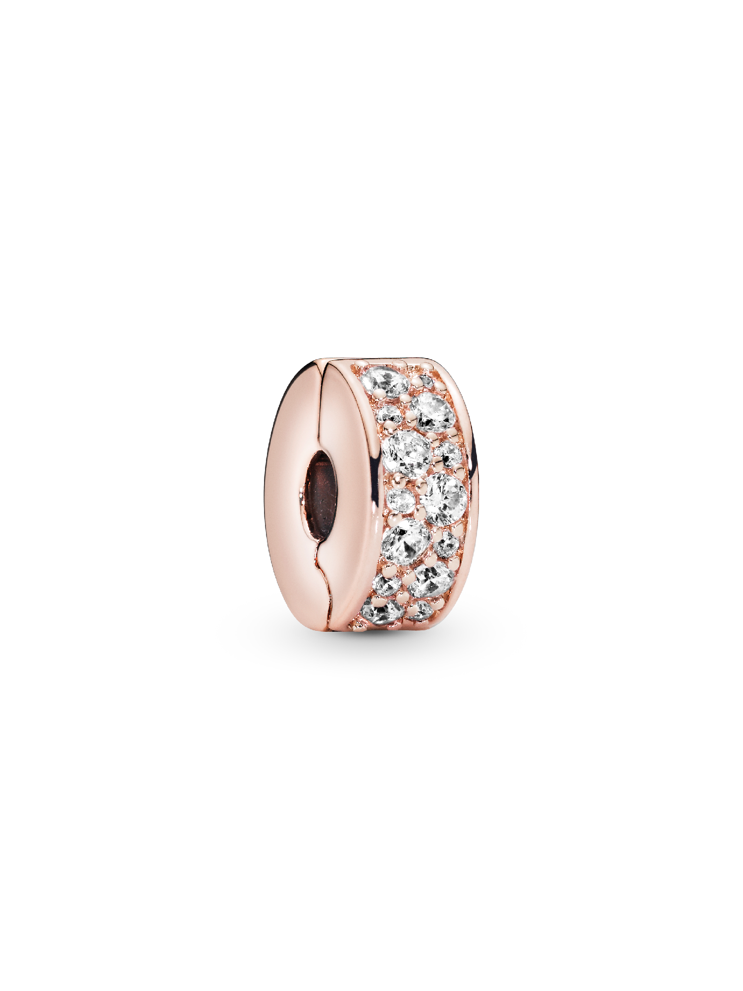 Charm Sujetador de pavé transparente Bañado en Oro Rosa de 14k