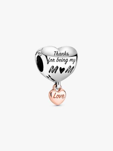 Charm Corazón Yo te amo mamá Recubrimiento en Oro Rosa de 14k Talla única