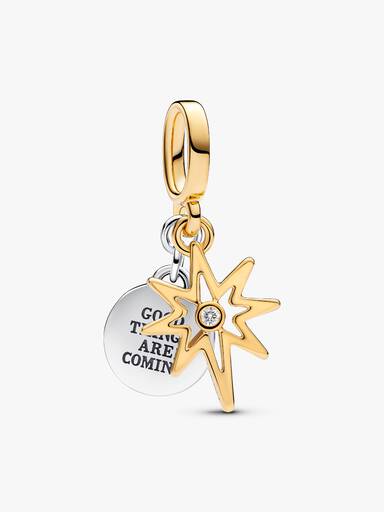 Charm Dije Grabable Estrella Polar con diamante sintético creado en laboratorio