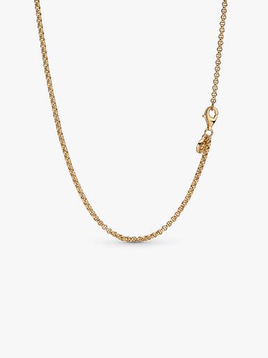 Collar De Cadena Rolo En Bañado Oro 14K