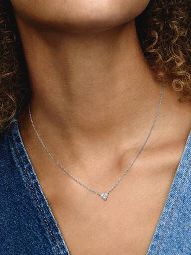 Collar Corazón triple Gema Plateado