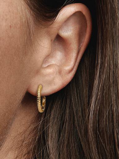Aros de argolla Pandora Moments para Charm Pequeños Bañado en Oro de 14k