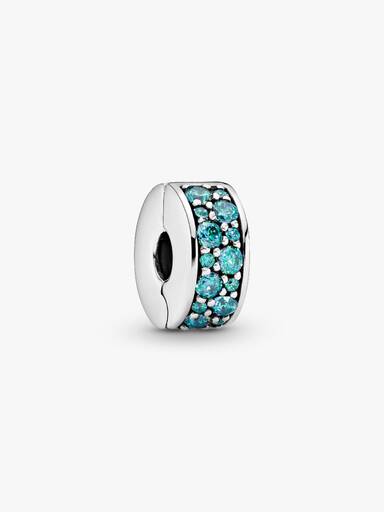 Charm Clip Fijo De Pavé Azul Cerceta