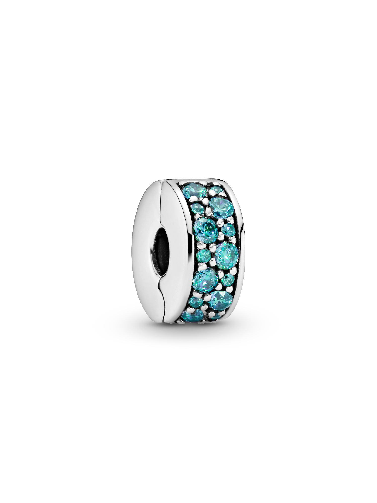 Charm Clip Fijo De Pavé Azul Cerceta