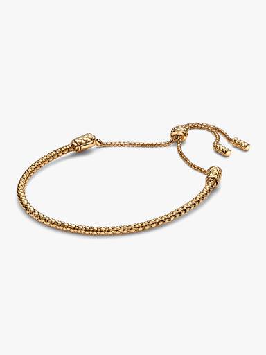 Brazalete Pandora Moments Cadena con Tachuelas Deslizante Dorado 28 cm