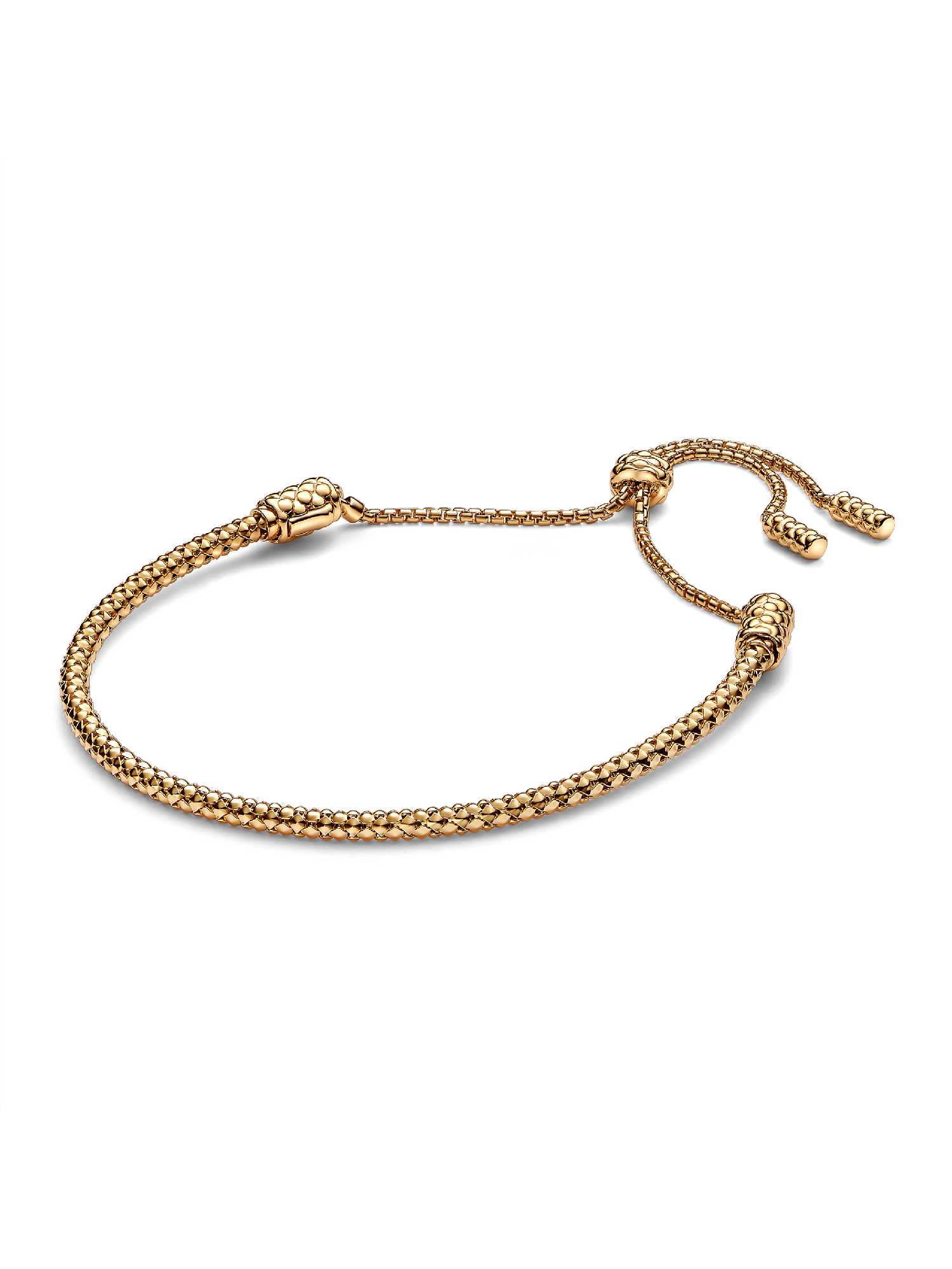 Brazalete Pandora Moments Cadena con Tachuelas Deslizante Dorado 28 cm