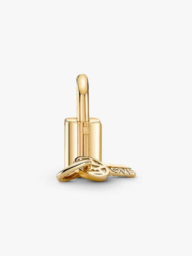 Charm Colgante Candado Y Llave Bañado En Oro 14k