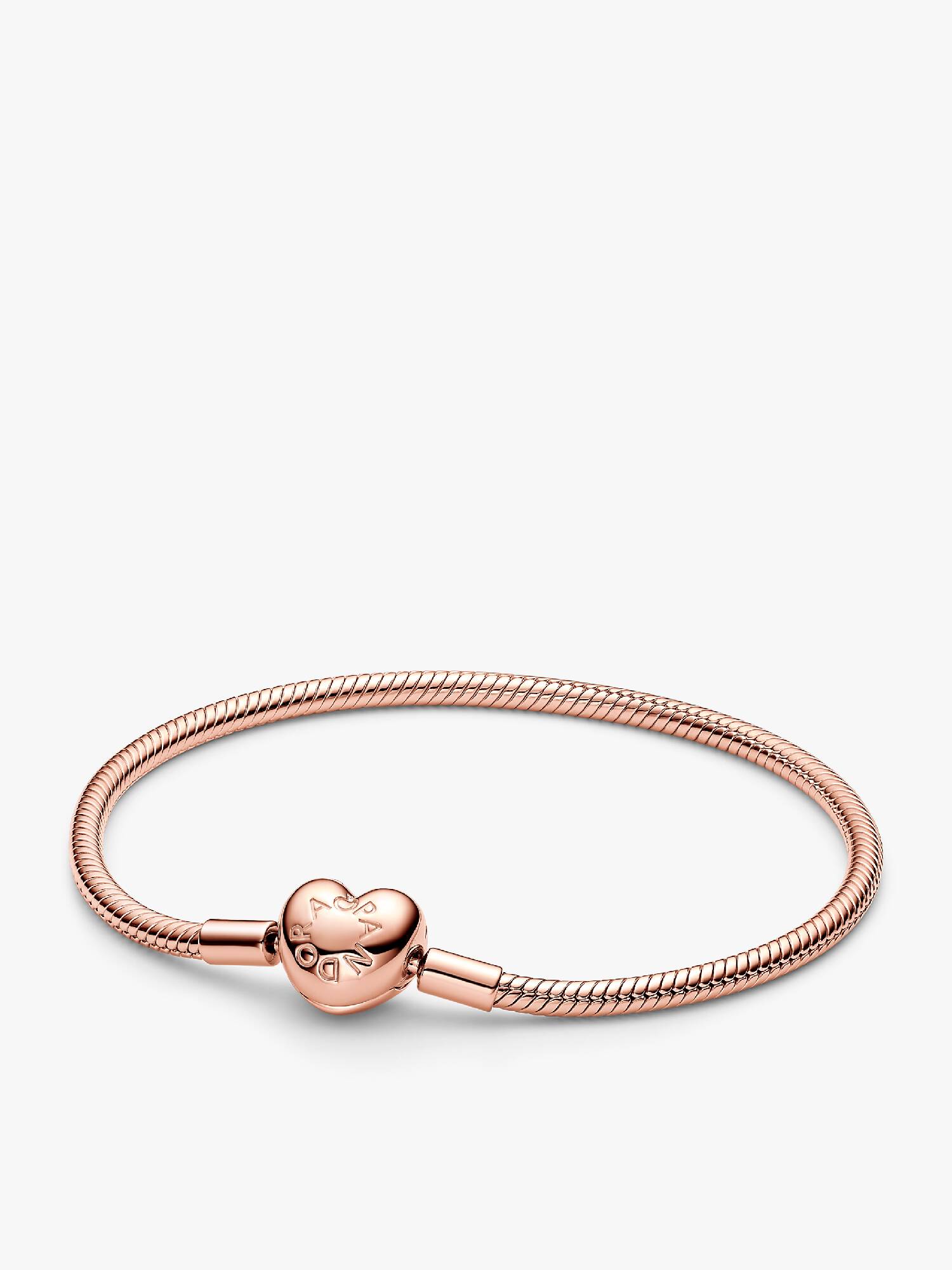 Brazalete de Cadena de Serpiente con Cierre de Corazón de Pandora Moments
