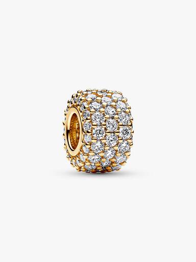 Charm Triple Fila de Brillante Pavé Dorado