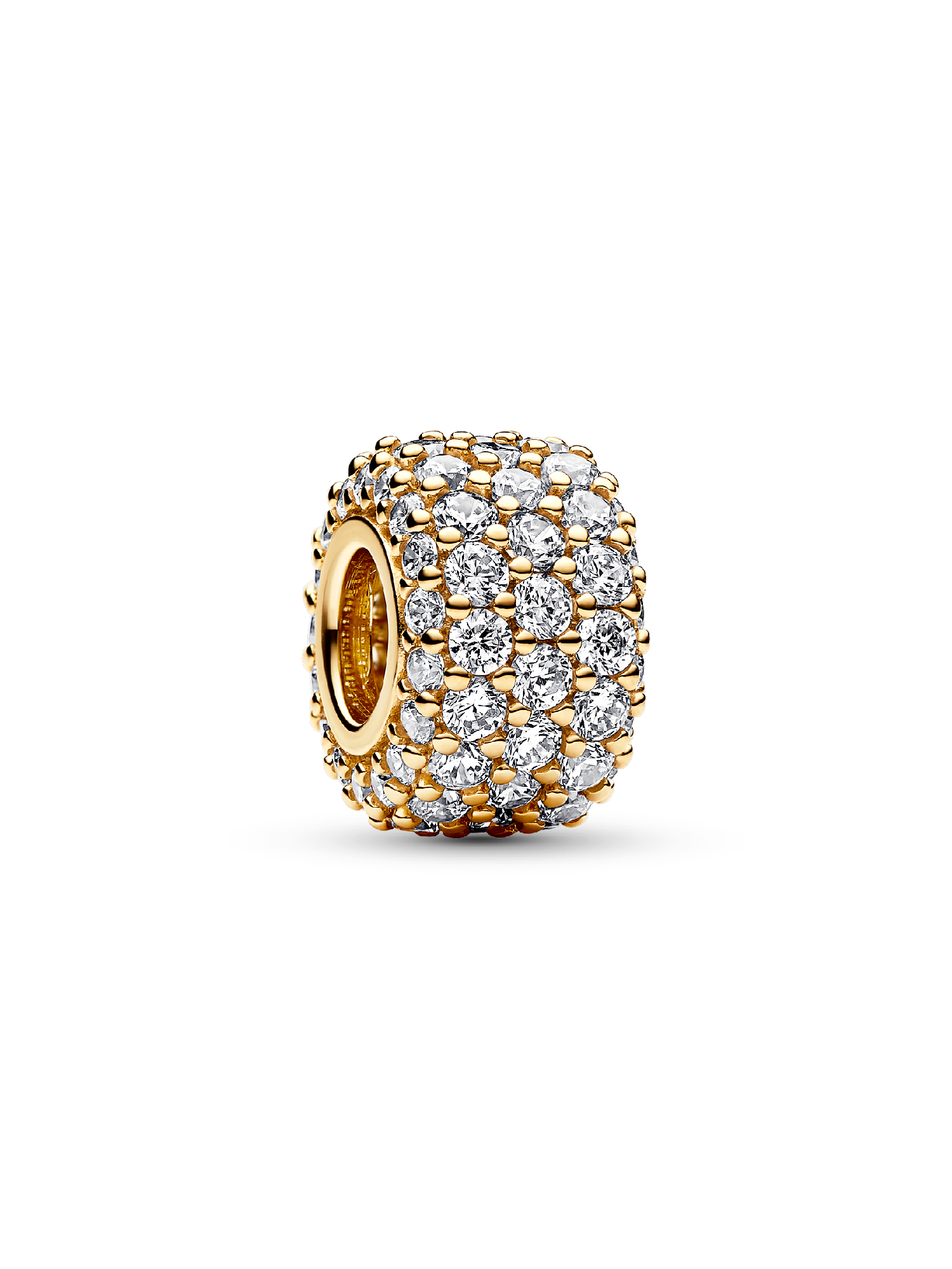 Charm Triple Fila de Brillante Pavé Dorado