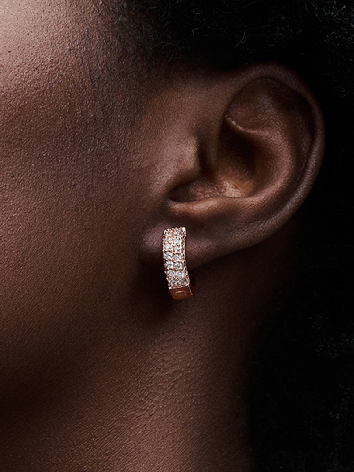 Aros tipo Argolla Hilera de pavé doble Pandora Timeless Recubrimiento en Oro Rosa de 14k Talla única