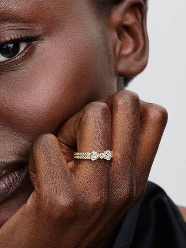 Anillo Doble Fila Lazo Brillante