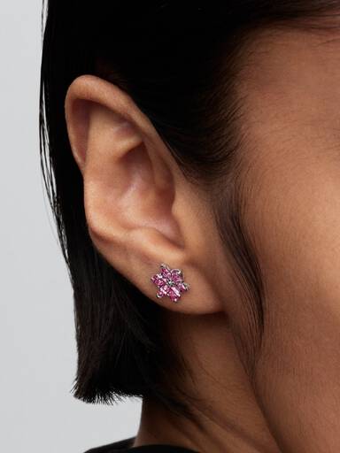 Aros de botón Flor Herbario rosa brillante