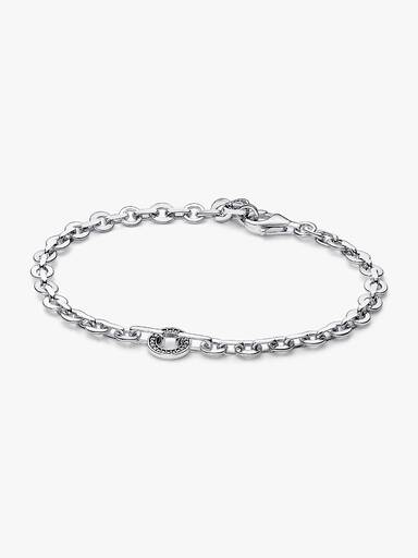 Pulsera Cadena Gruesa Pavé Pandora Signature Pandora Plata Esterlina 18 cm