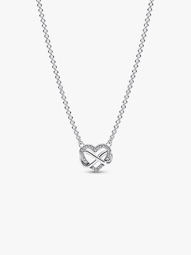 Collar Corazón Infinito Brillante Plateado