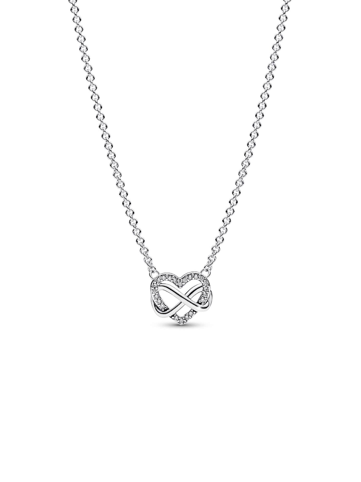 Collar Corazón Infinito Brillante Plateado