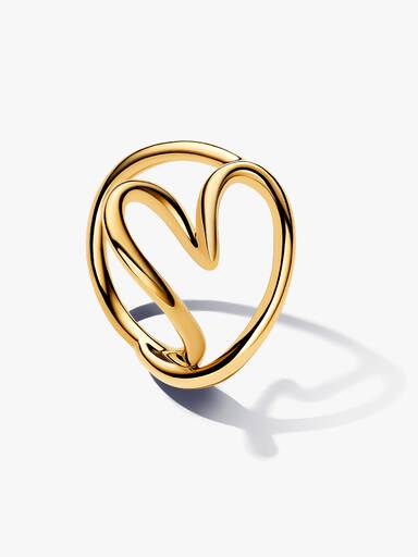 Anillo Corazón Forma Orgánica Dorado