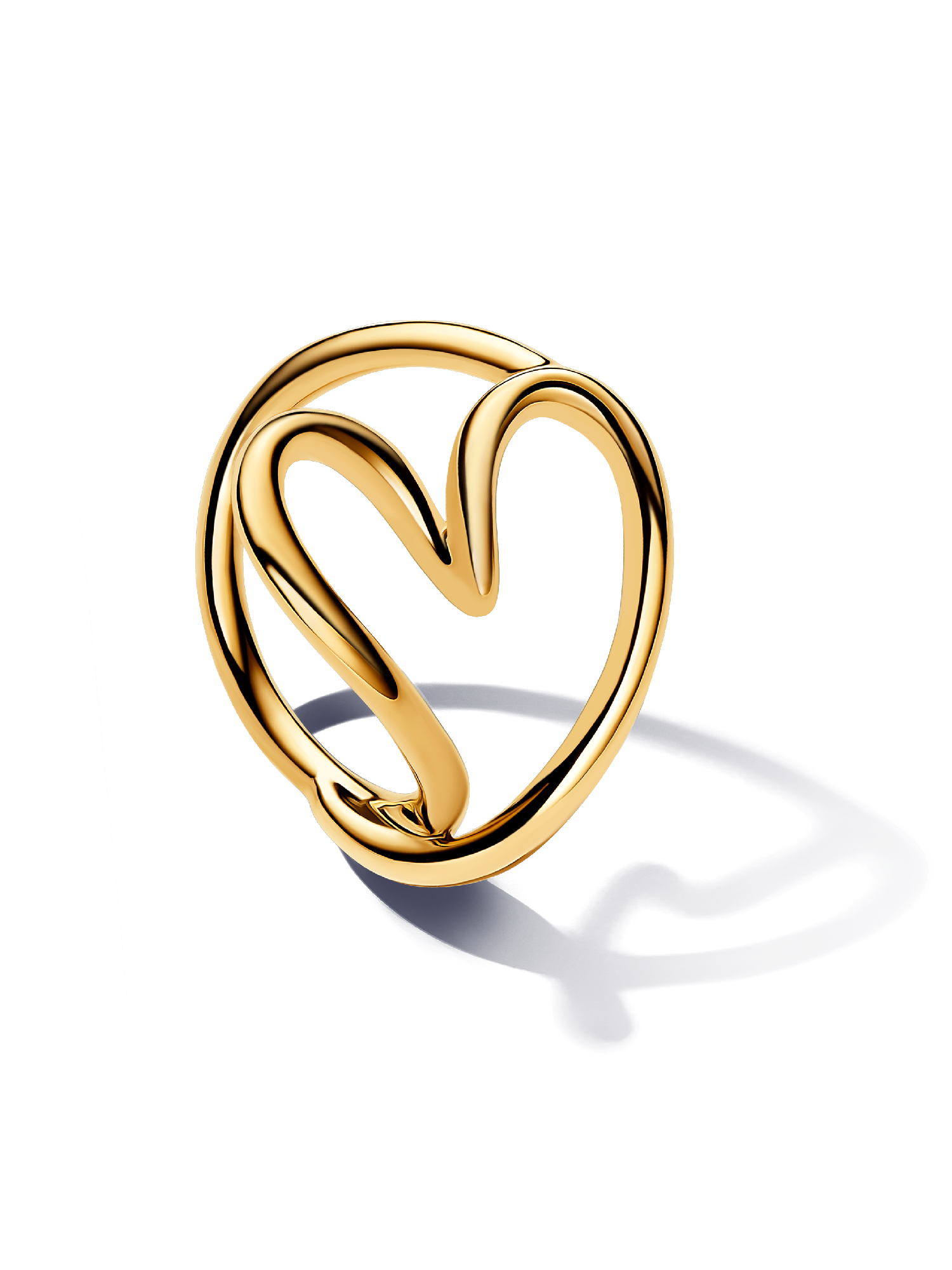 Anillo Corazón Forma Orgánica Dorado