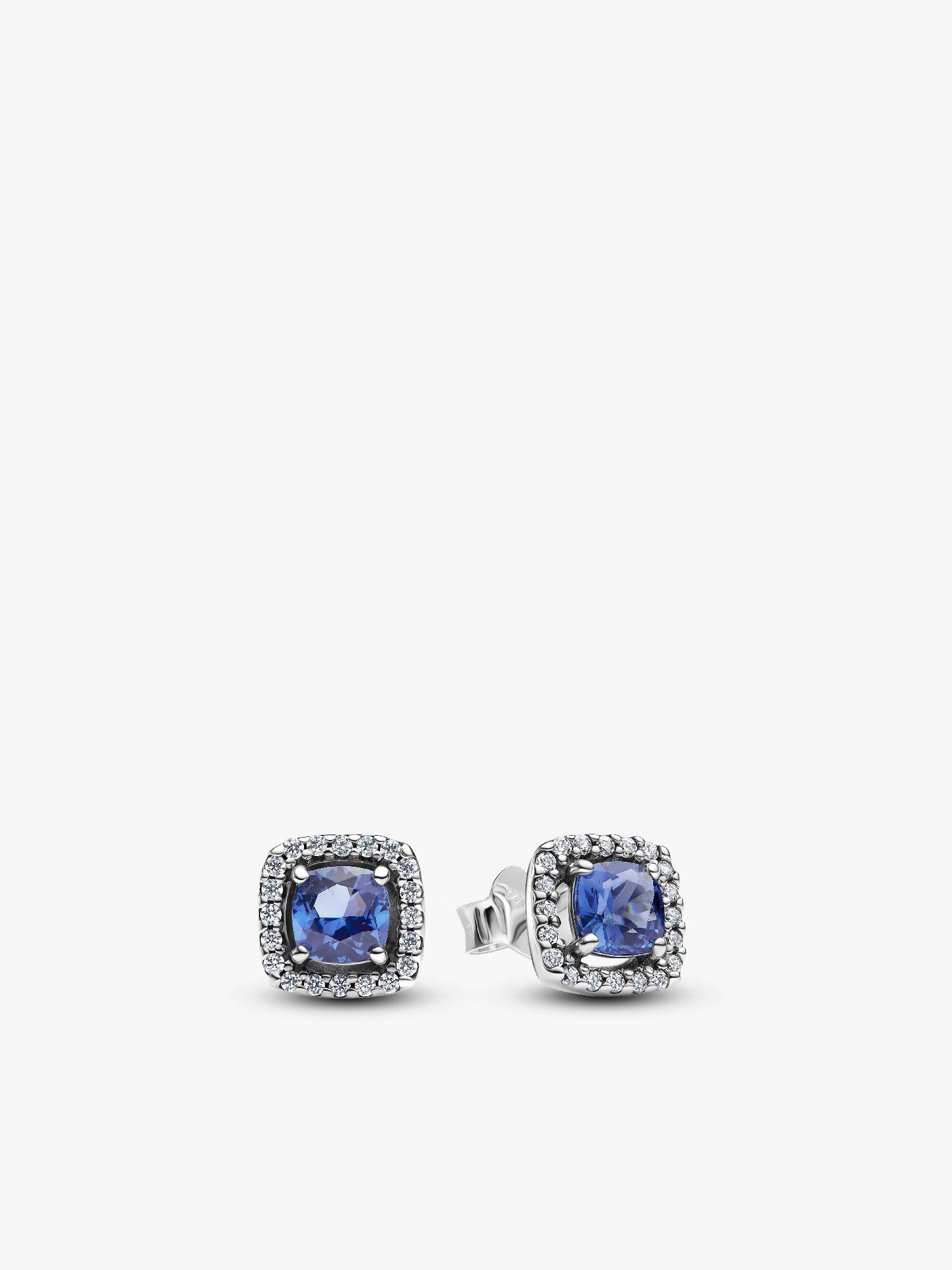 Aros de botón Halo Azul Cuadrado Brillante