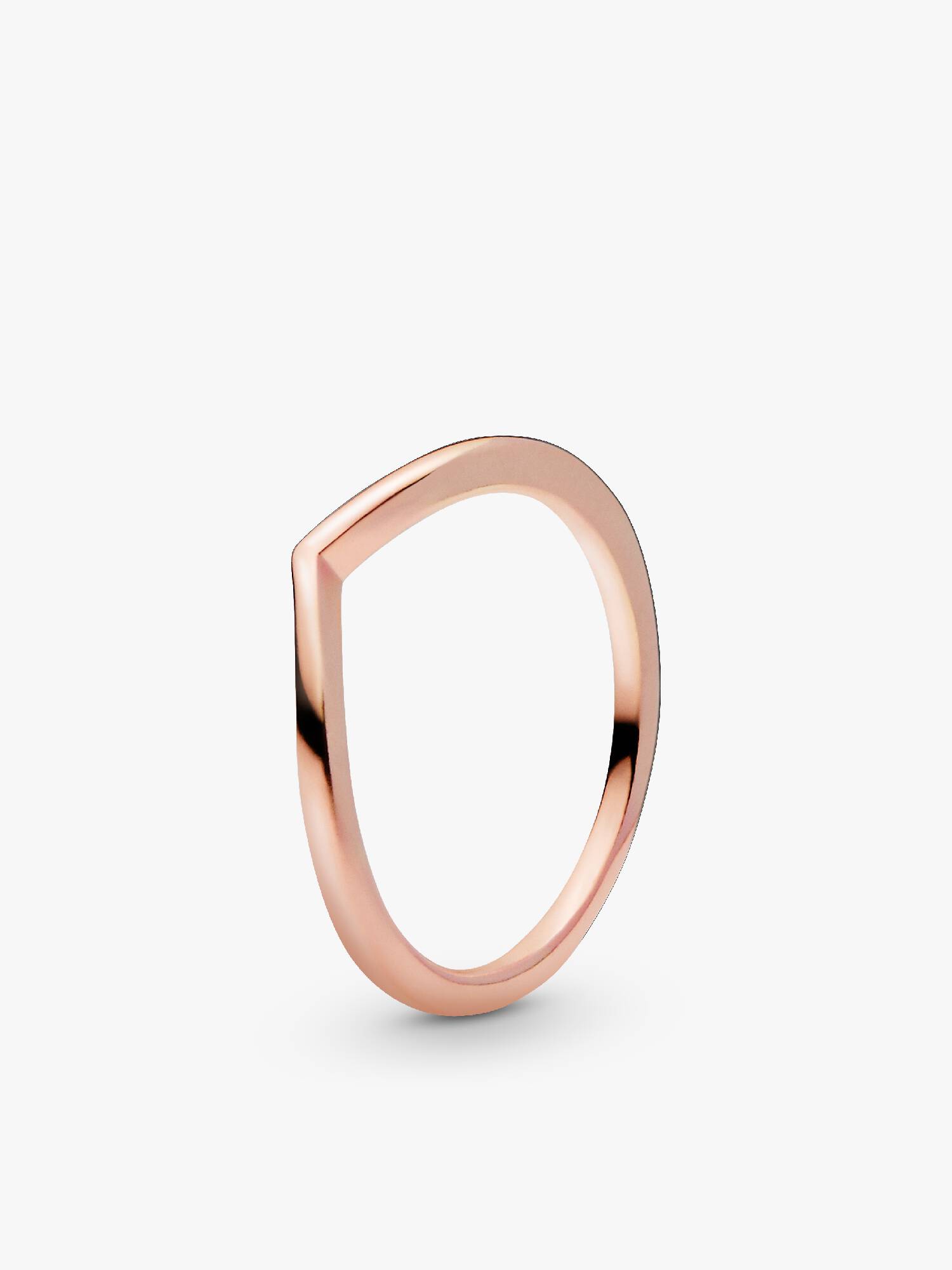 Anillo Hueso de los deseos pulido Bañado en Oro Rosa de 14k