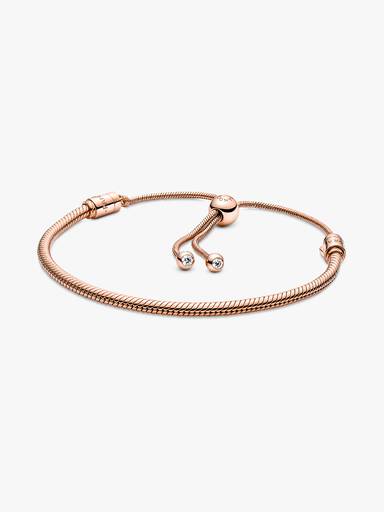 Brazalete Deslizante Diseño Cadena de Serpiente en Oro Rosa 14k