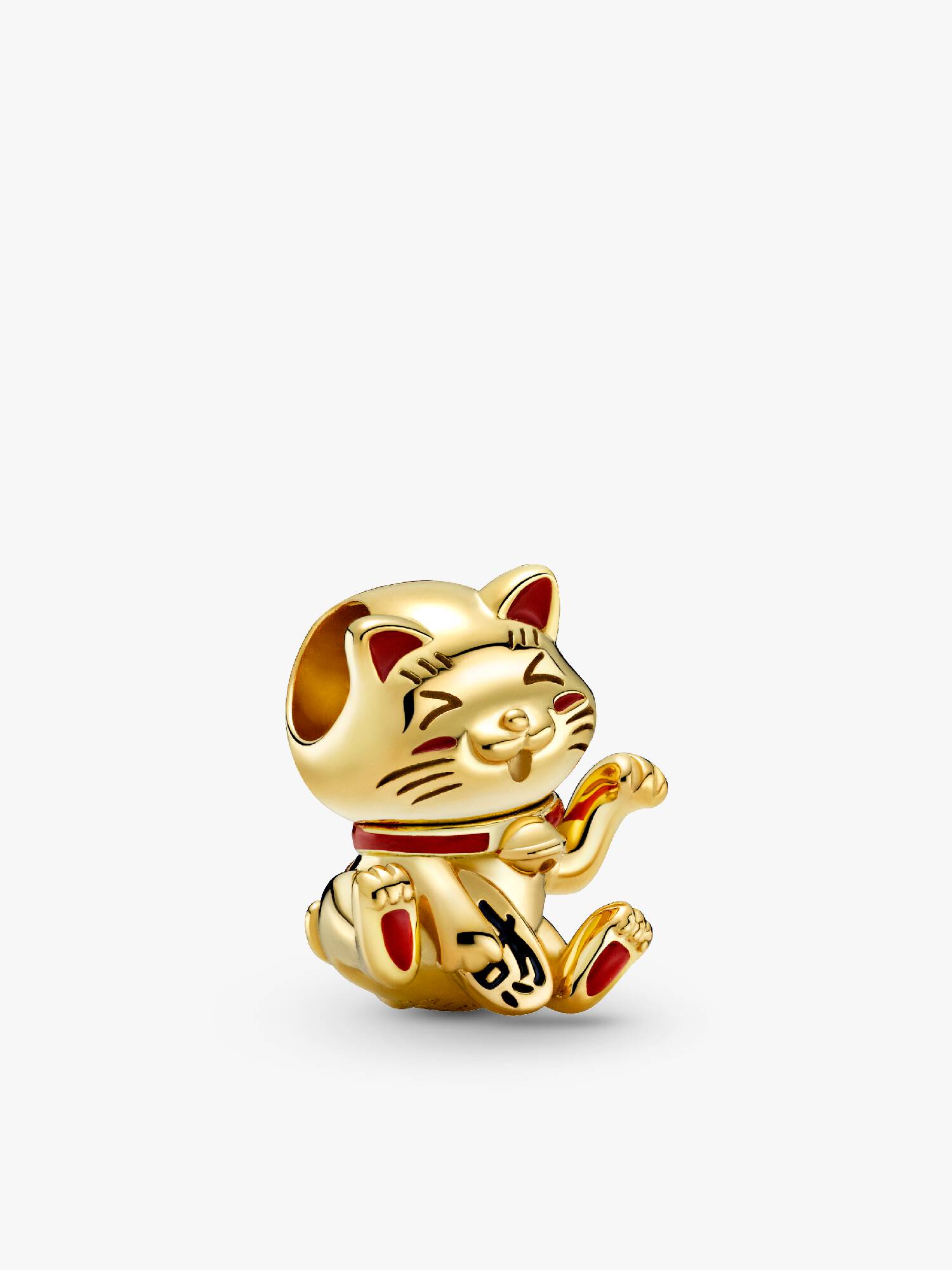 Charm Gato De La Fortuna Tierno Recubrimiento en Oro de 14k Talla única
